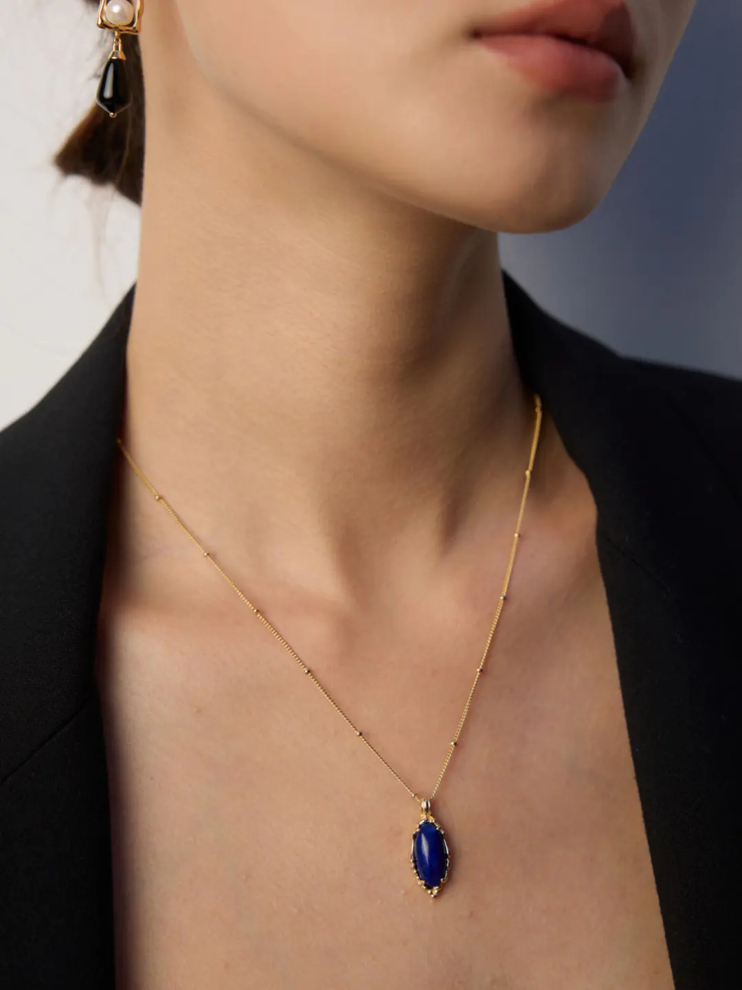 Lapis Seed Pendant Necklace in Sterling Silver - Image 2