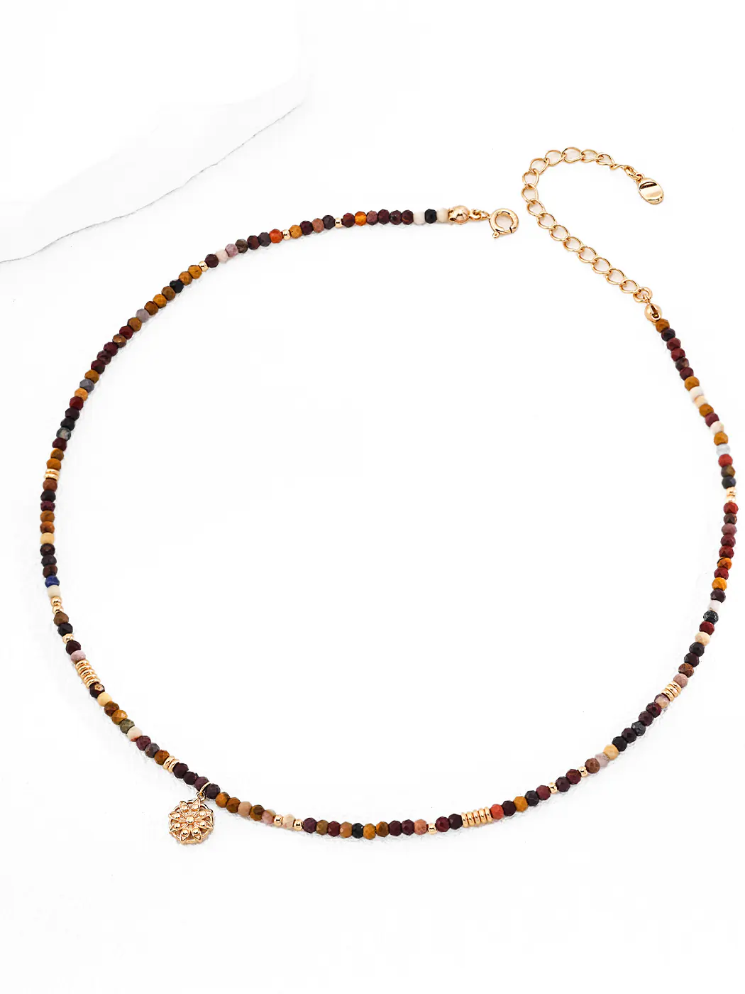 Golden Lotus Necklace with Yolk Stone Beads