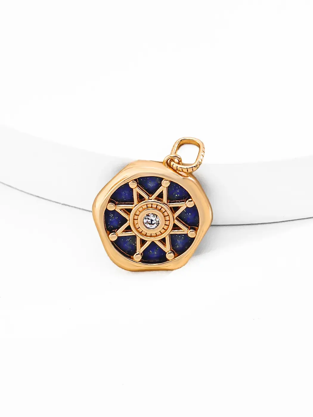 Celestial Compass Lapis CZ Pendant in Sterling Silver - Image 3