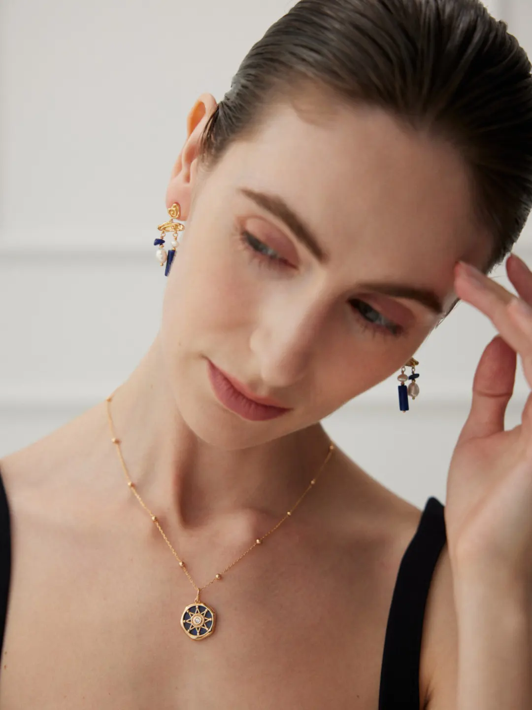 Celestial Compass Lapis CZ Pendant in Sterling Silver - Image 6