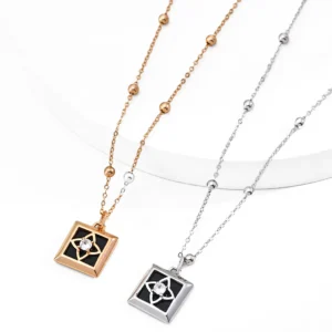 Nocturne Frame Pendant with Onyx and Zircon