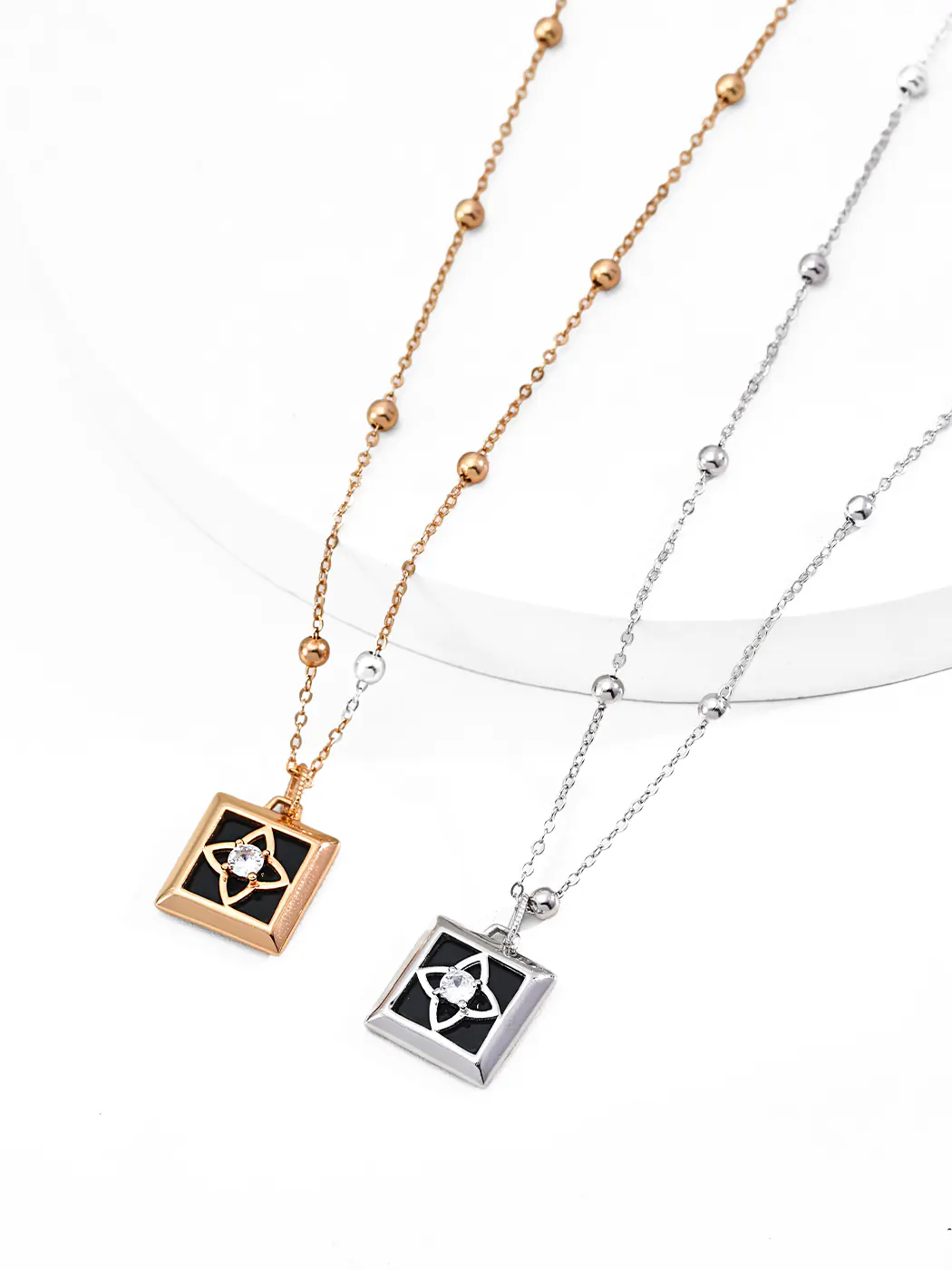 Nocturne Frame Pendant with Onyx and Zircon