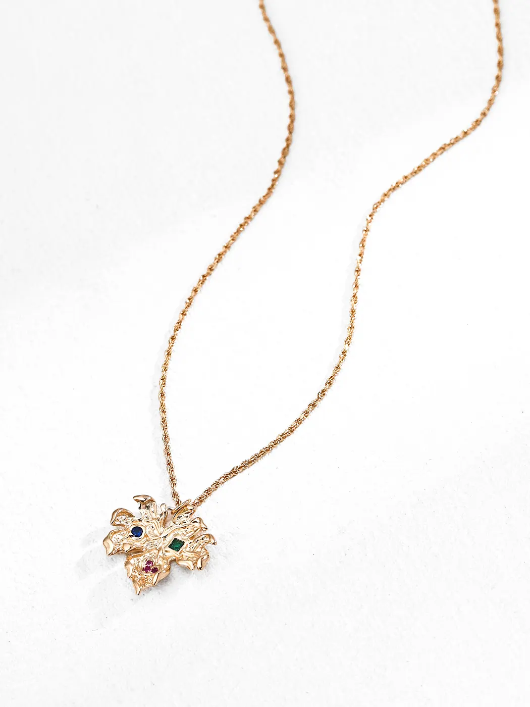 Mythos Leaf Pendant with CZ in Gold Sterling Silver - Image 3