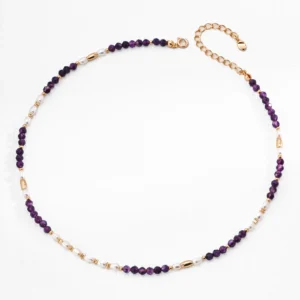 Lyra Amethyst Necklace with Natural Pearls in Sterling Silver