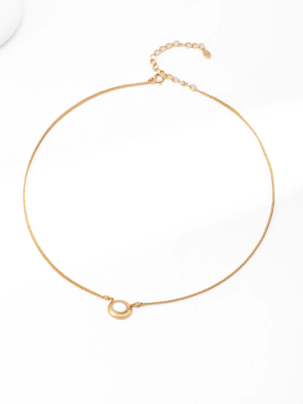 Minimalist Elegant Mother of Pearl Pendant in Sterling Silver