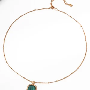 Overlock Malachite Pendant Sterling Silver with Zircon