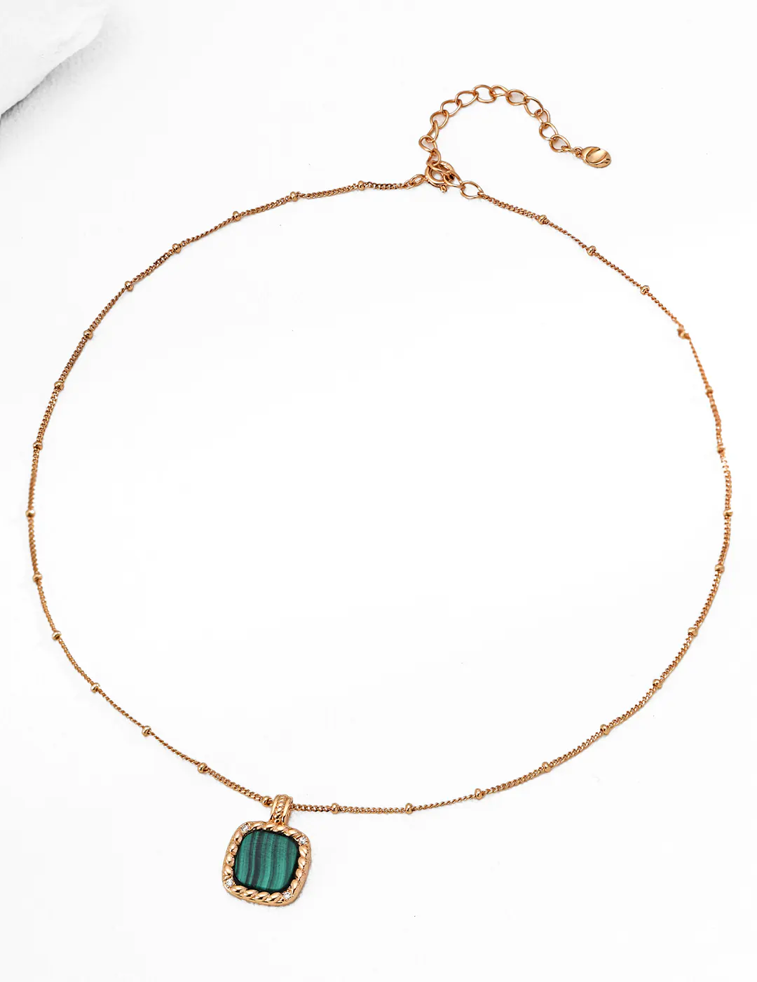 Overlock Malachite Pendant Sterling Silver with Zircon