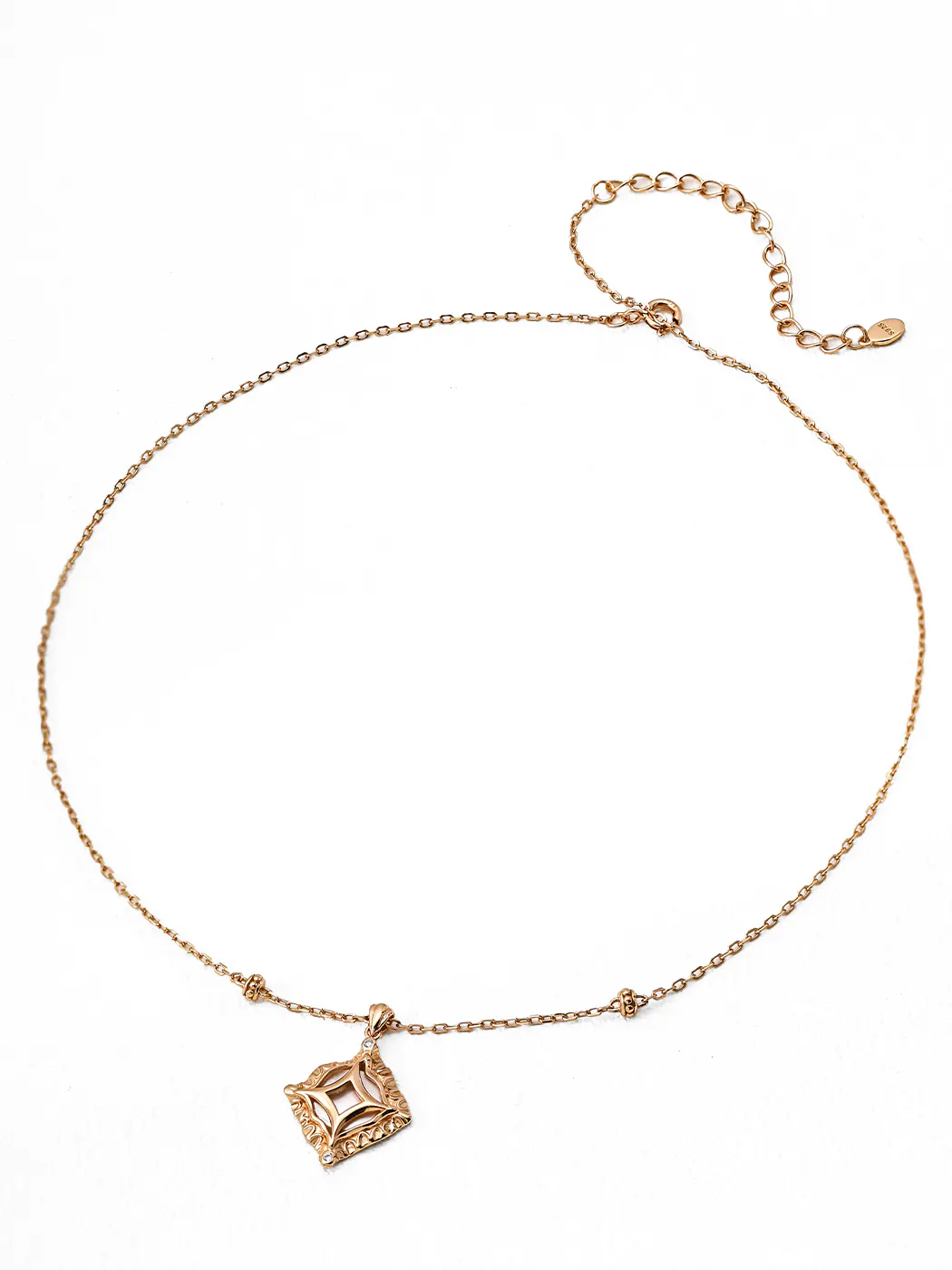 Lozenge Gleams CZ Pendant Sterling Silver with Mother of Pearl - Image 3