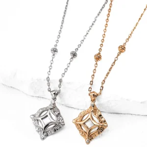 Lozenge Gleams CZ Pendant Sterling Silver with Mother of Pearl