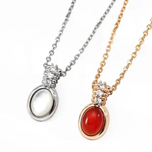 Jewel Crown Oval Necklace in S925 18K Gold