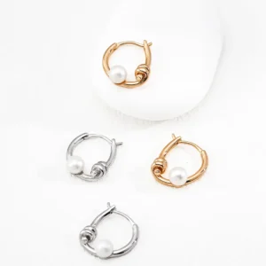 Pearl Coil Modern Hoops in Sterling Silver