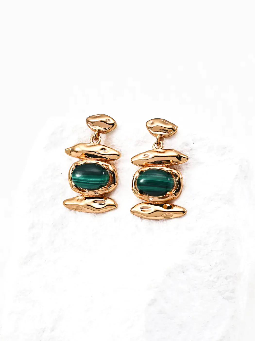 Malachite Earrings Silver Vintage Style