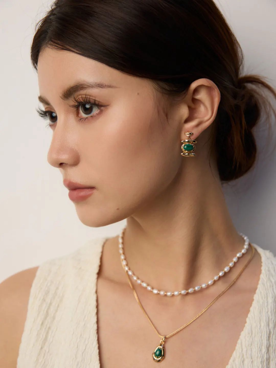 Malachite Earrings Silver Vintage Style - Image 3