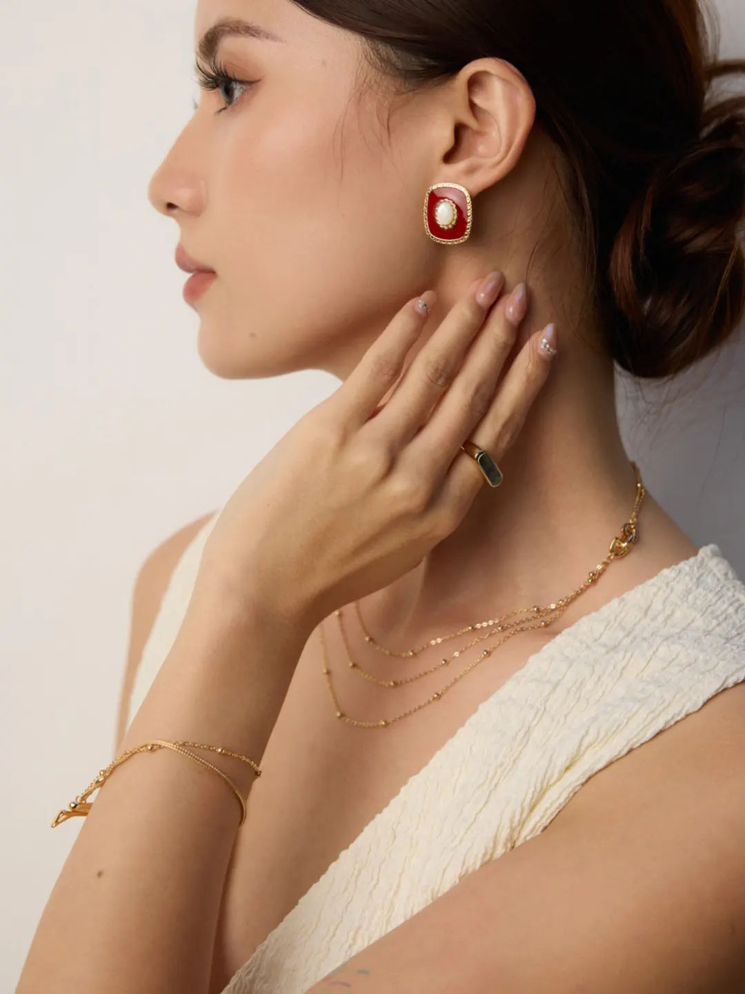 Layered Chain Bracelet – S925 Gold-Plated Sterling Silver - Image 3