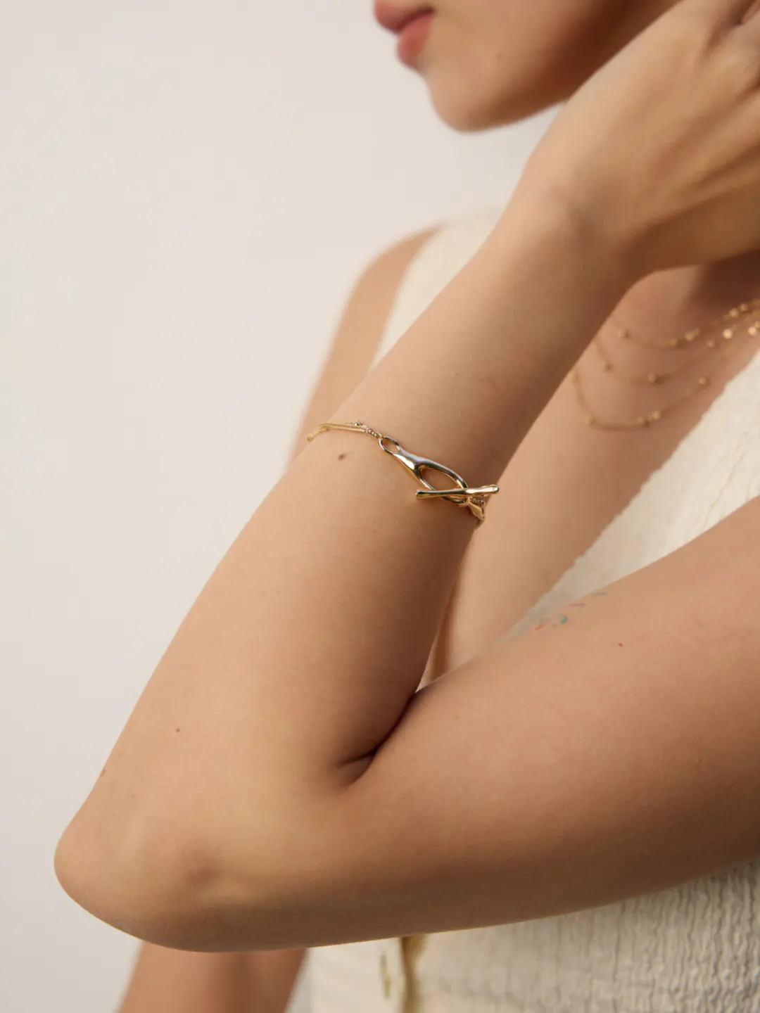 Layered Chain Bracelet – S925 Gold-Plated Sterling Silver - Image 2