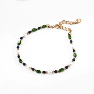 Lapis Lazuli Pearl Bracelet – S925 Gold-Plated Sterling Silver
