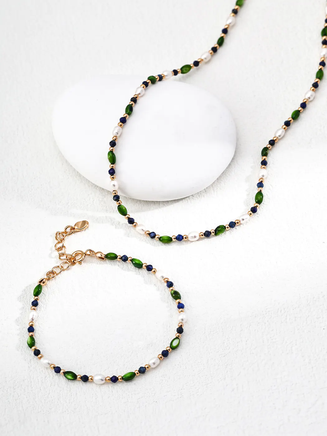 Lapis Lazuli Pearl Bracelet – S925 Gold-Plated Sterling Silver - Image 3