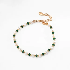 Emerald Bracelet – Emerald Pearl Bracelet in S925 Sterling Silver