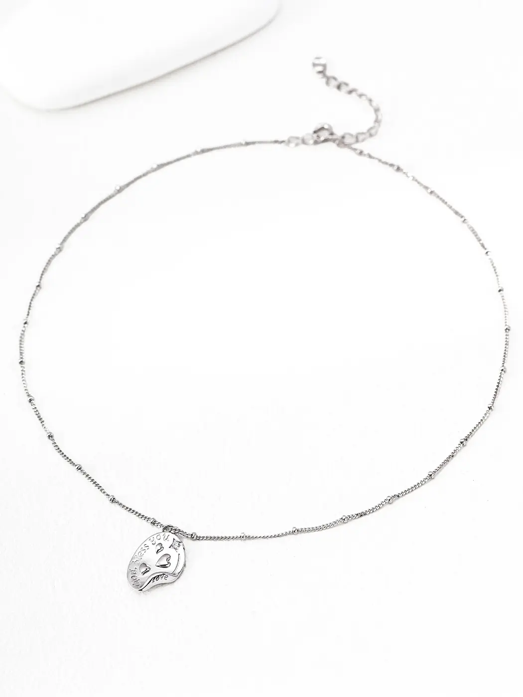 Wavy Heart Tag Necklace in Sterling Silver - Image 3