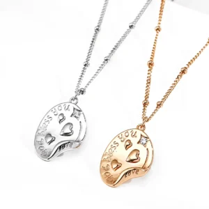 Wavy Heart Tag Necklace in Sterling Silver