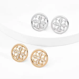 Vintage Fleur Cross Studs in S925 with CZ