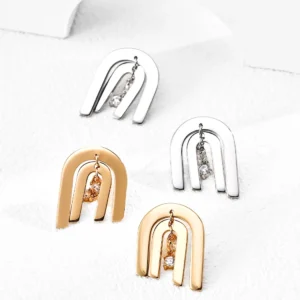 Arc Linear Spark Earrings in S925 with CZ