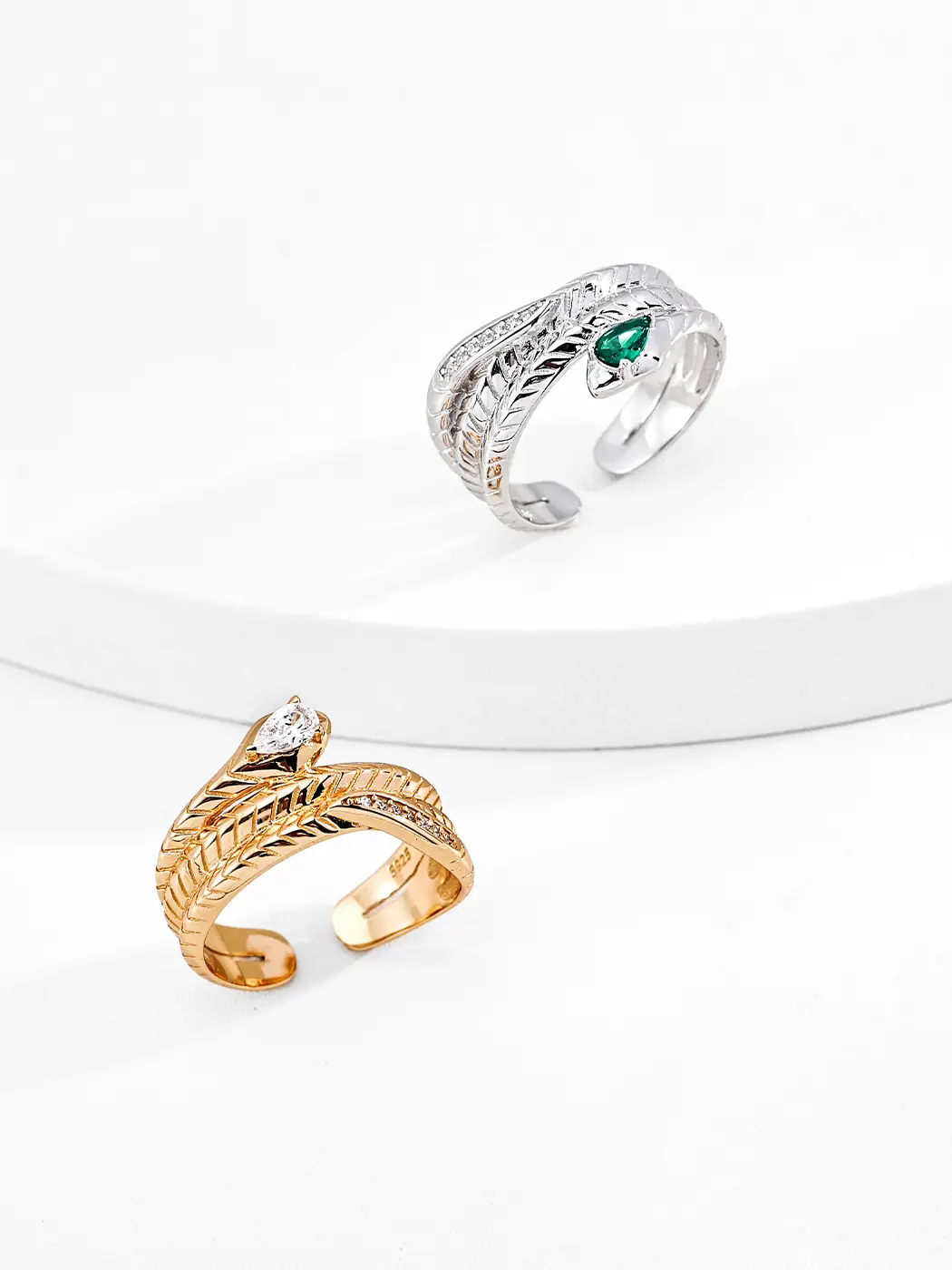 Serpent Strike CZ Ring in Sterling Silver