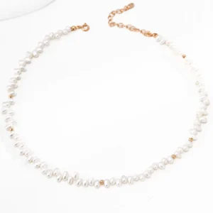 Minimal Pearl Twist Necklace in 18K Gold