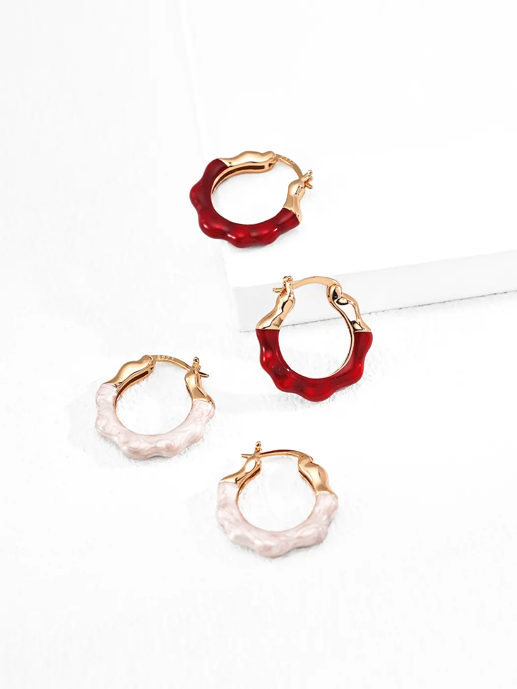 Jelly Wave Enamel Hoops in Sterling Silver