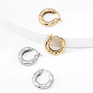 Raw Contour Texture Hoops S925 Minimalist Earrings