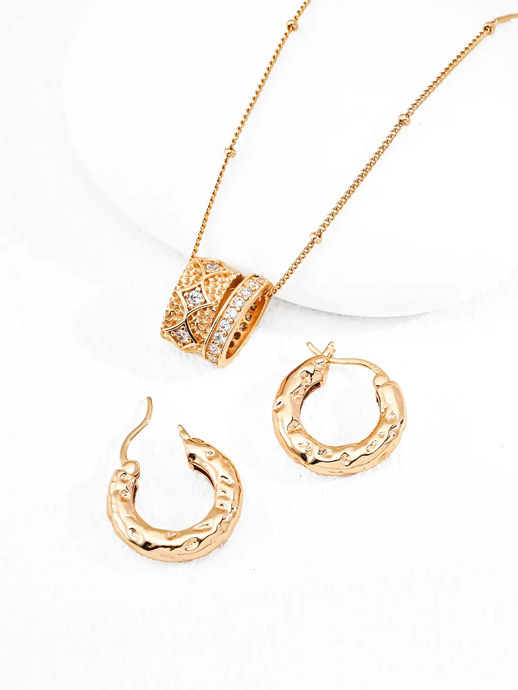 Raw Contour Texture Hoops S925 Minimalist Earrings - Image 2
