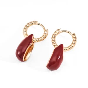 Winter Rouge Drop Hoops in 18K Gold S925