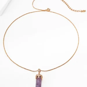 Mystic Amethyst Prism Necklace in 18K Gold S925 Silver