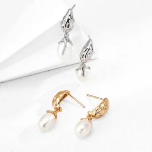 Organic Bud Pearl Drops in Sterling Silver