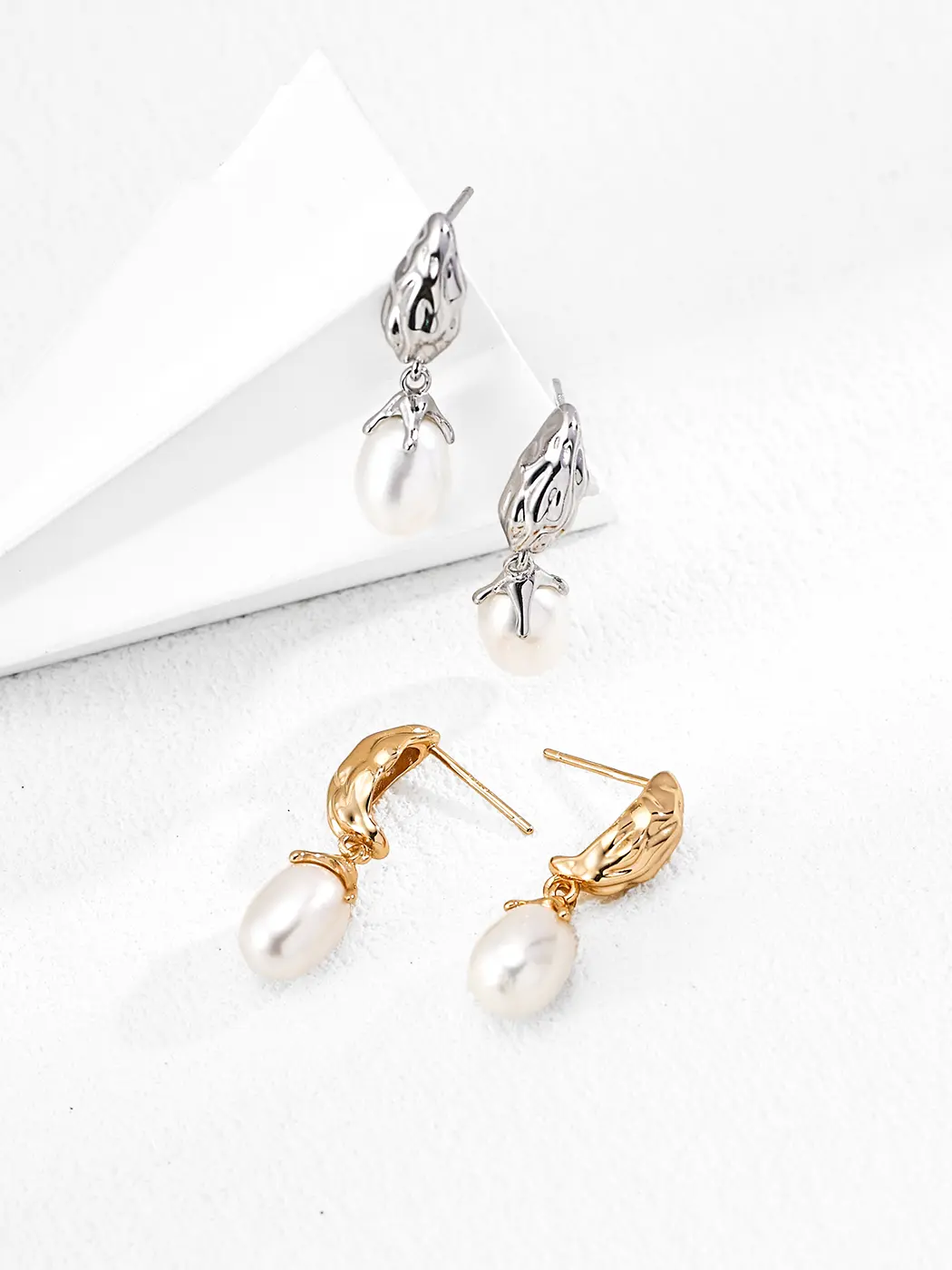 Organic Bud Pearl Drops in Sterling Silver