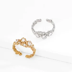 Molten Petal CZ Ring in Sterling Silver