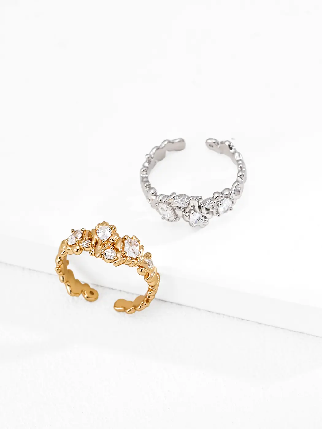 Molten Petal CZ Ring in Sterling Silver