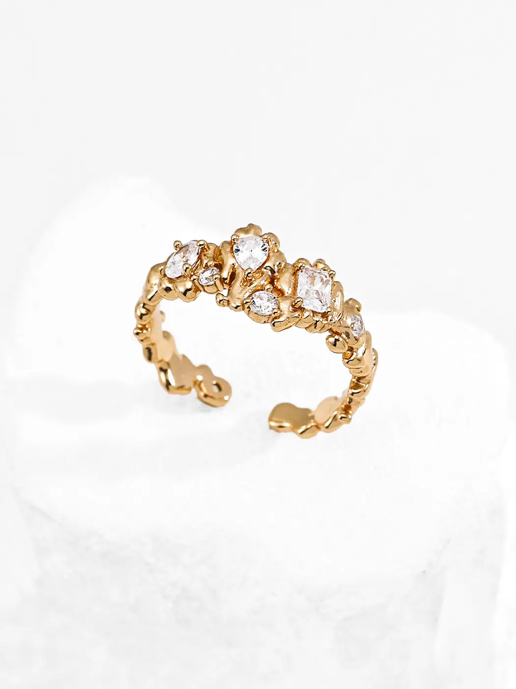 Molten Petal CZ Ring in Sterling Silver - Image 3