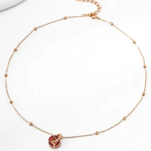 Crimson Coin Amulet Necklace in Sterling Silver