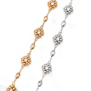 Noblessa Petal Chain CZ Bracelet in Sterling Silver