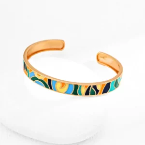 Van Gogh Enamel Cuff Bracelet – 18K Gold-Plated S925 Sterling Silver