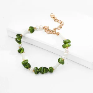 Pearl Resin Bracelet – S925 Sterling Silver with Vintage Gold