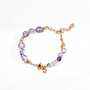 Amethyst Bracelet with Red Agate Charms in Sterling Silve