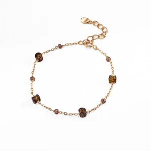 Glass Bead Bracelet in S925 Gold-Plated Chain