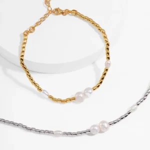 Pearl Gold Bracelet – S925 Sterling Silver Minimalist Design
