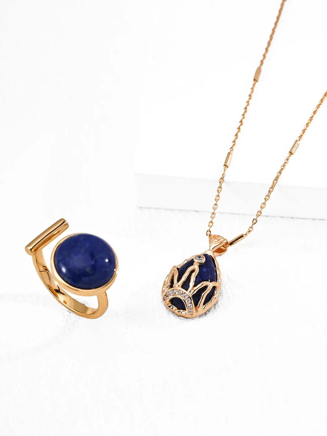 Lapis Crown Pendant Necklace in S925 - Image 4
