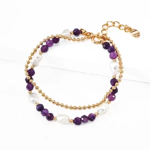 Lavender Tide Pearl Bracelet with Amethyst in S925