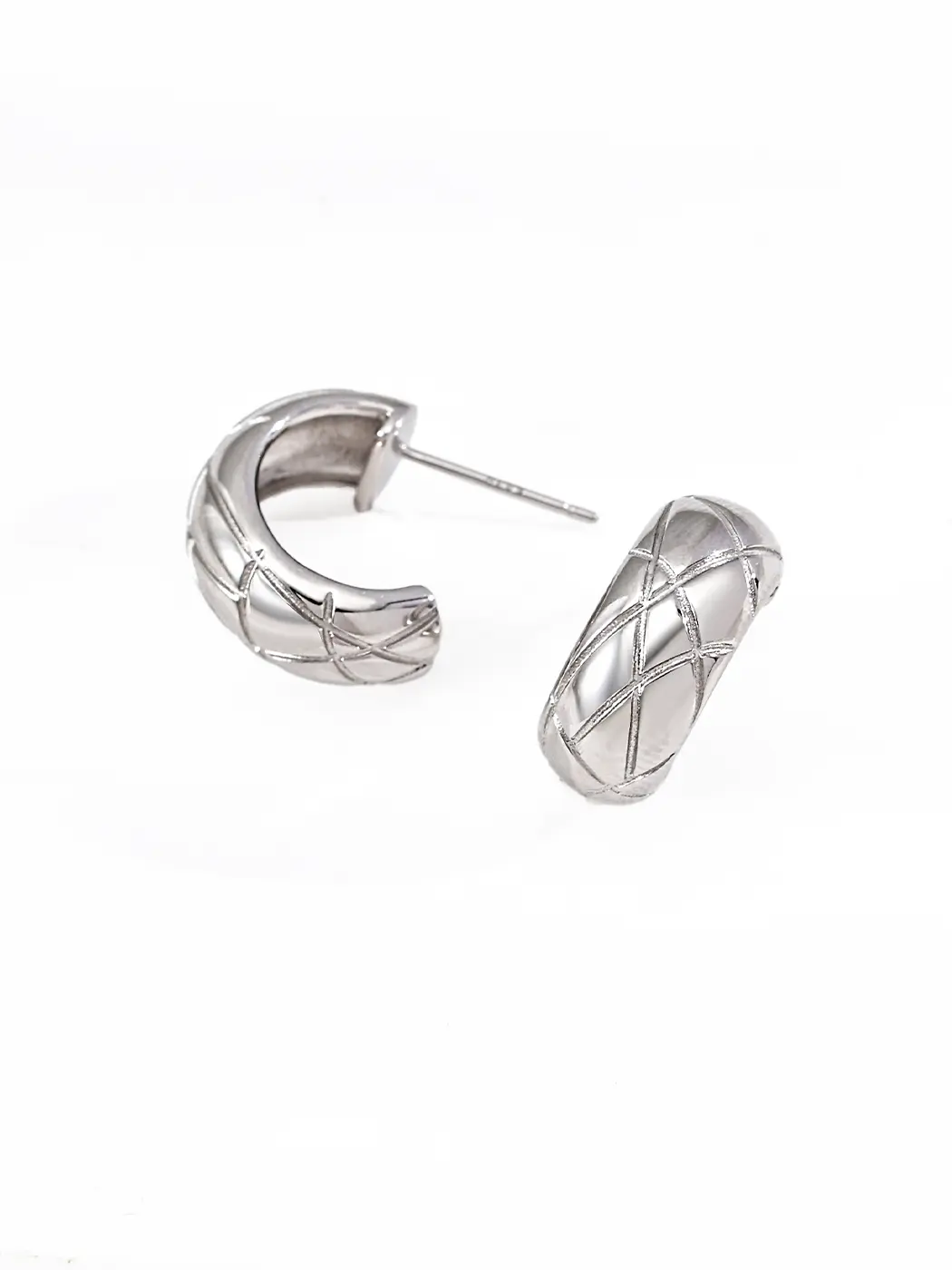 Shattered Quilt Hoops in Sterling Silver - Image 4