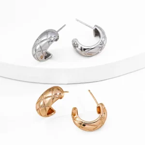 Shattered Quilt Hoops in Sterling Silver