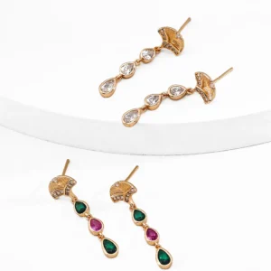 Fan Tassels CZ Earrings in Sterling Silver